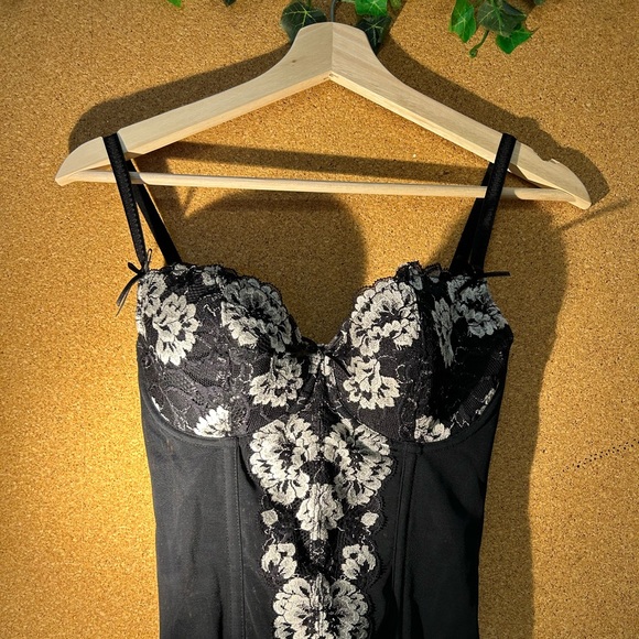 Vintage Style Black & Silver Lingerie Corset Top - Picture 1 of 4